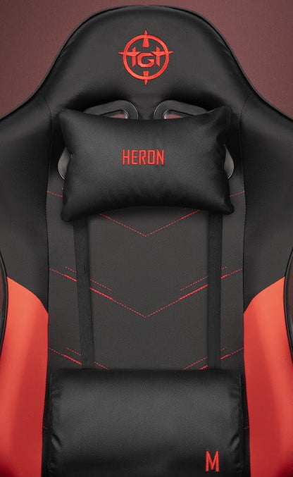 Cadeira Gamer TGT Heron M Preto e Vermelho – Encosto Reclinável 90° a 125°, Espuma de Alta Densidade, Pistão a Gás Classe 4, Base de Metal Cromado e Rodízios em PU 50mm – Seg Imports