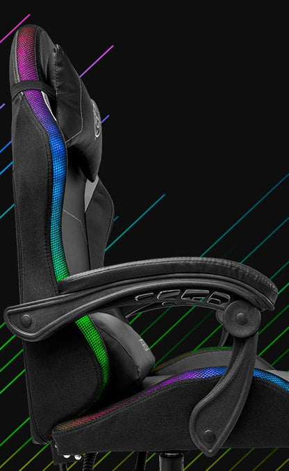 Cadeira Gamer TGT Heron RGB Preto – Encosto Reclinável 90° a 135°, Espuma de Alta Densidade, Couro PU, Base de Metal e Iluminação LED RGB – Seg Imports