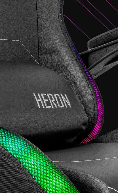 Cadeira Gamer TGT Heron RGB Preto – Encosto Reclinável 90° a 135°, Espuma de Alta Densidade, Couro PU, Base de Metal e Iluminação LED RGB – Seg Imports