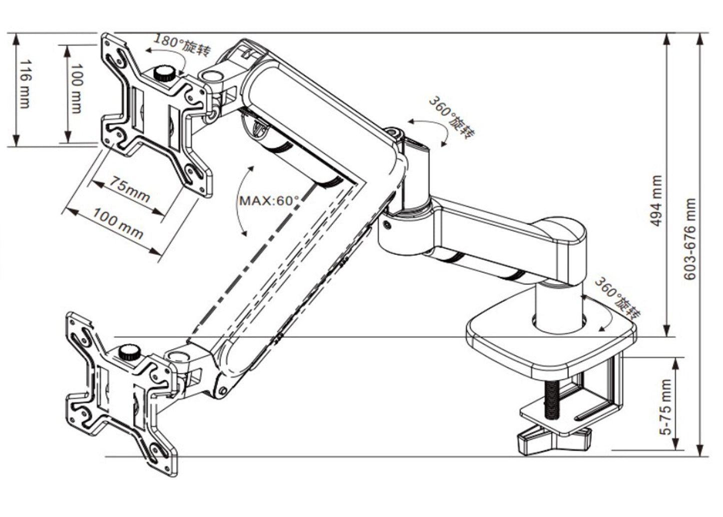 Suporte Articulado para Monitor Zinnia Nimbo 110 – Edição Cores Especiais De Mesa Seg Imports