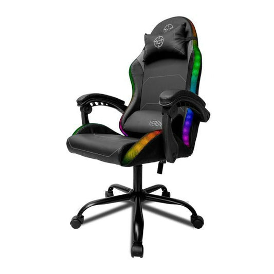 Cadeira Gamer TGT Heron RGB Preto – Encosto Reclinável 90° a 135°, Espuma de Alta Densidade, Couro PU, Base de Metal e Iluminação LED RGB – Seg Imports