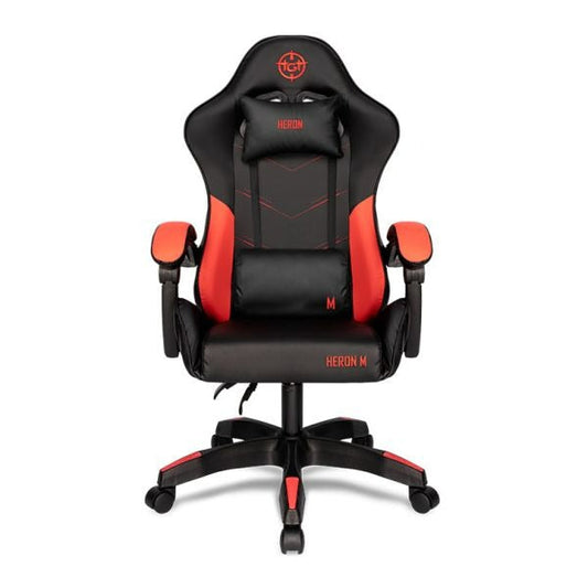 Cadeira Gamer TGT Heron M Preto e Vermelho – Encosto Reclinável 90° a 125°, Espuma de Alta Densidade, Pistão a Gás Classe 4, Base de Metal Cromado e Rodízios em PU 50mm – Seg Imports